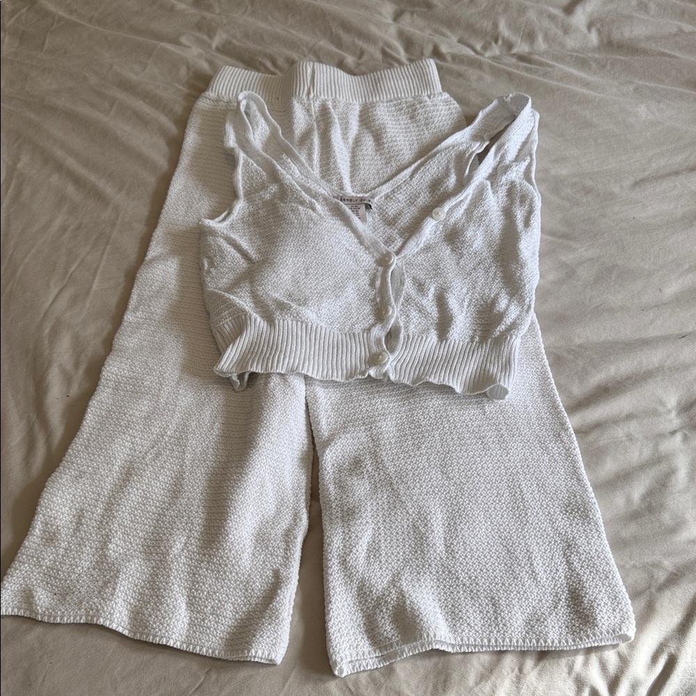 Sincerely Jules Cream Knit Cardigan and Matching Cropped Pants